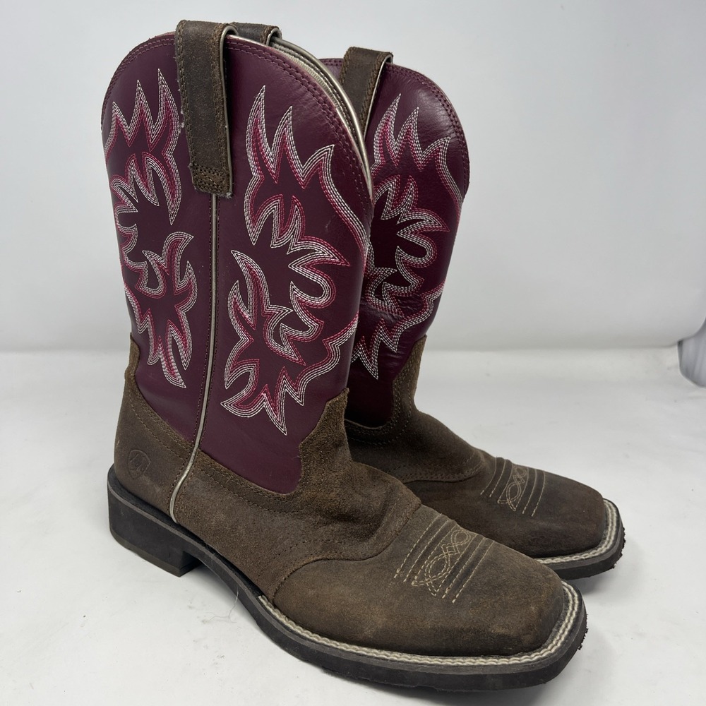 Ariat Womens Delilah Cowgirl Boots SZ 8 B Brown Pink Burgundy Western 10031593